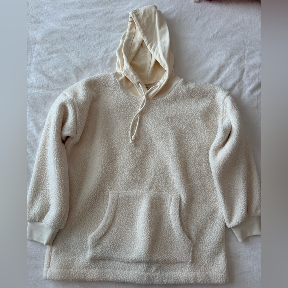 Madewell Cream Sherpa Hooded Sweatershirt‎